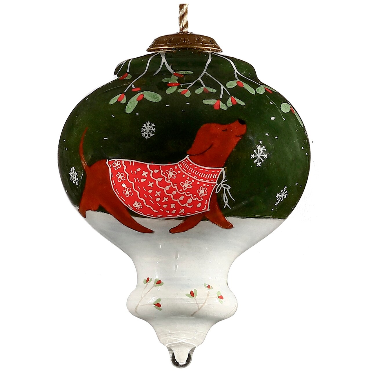 Contemporary Home Living Cozy Little Christmas Dog Glass Finial Ornament - 5”